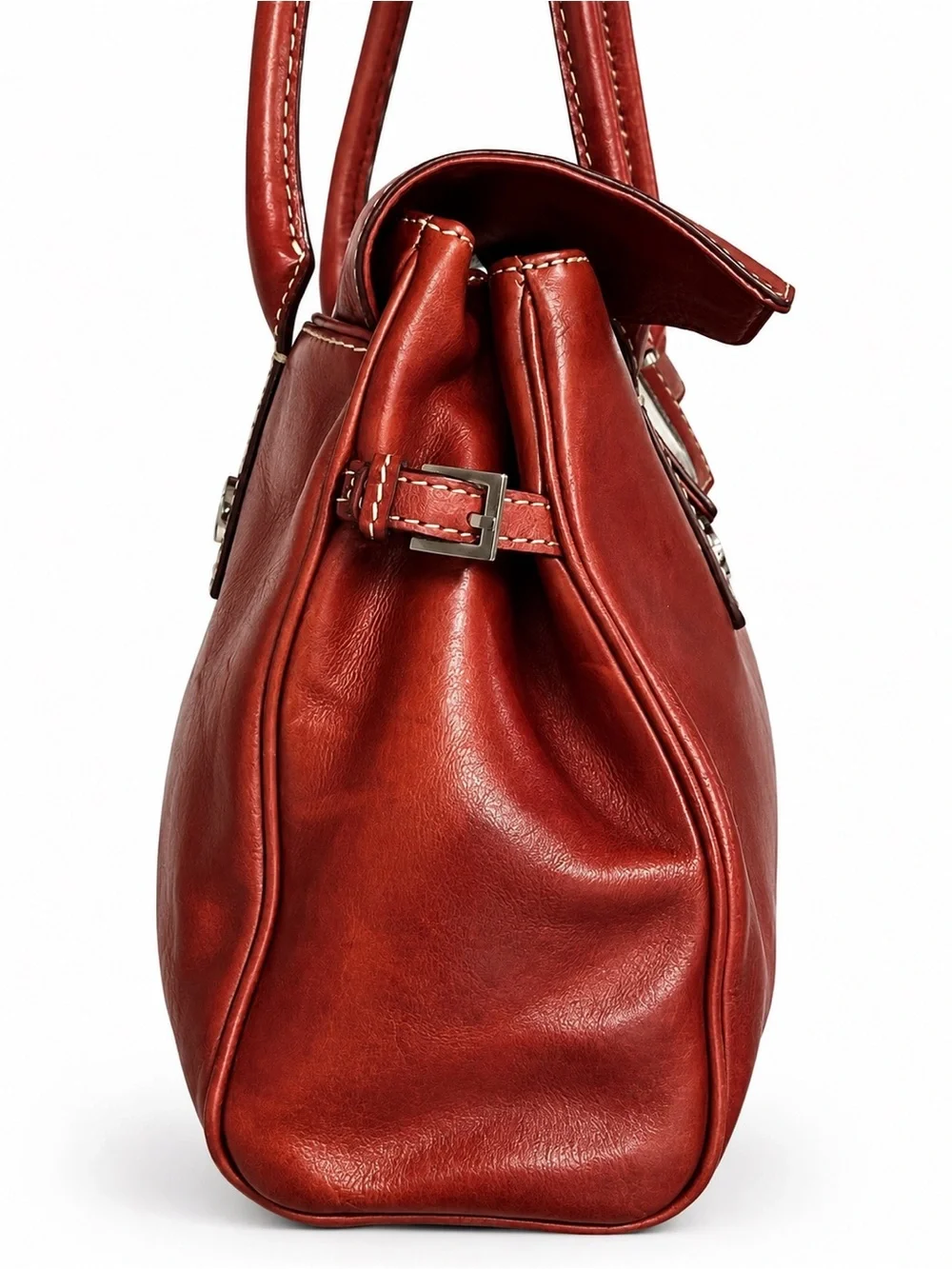 Vintage Michael Kors Burgundy Red Leather Satchel Shoulder Bag Silver Hardware